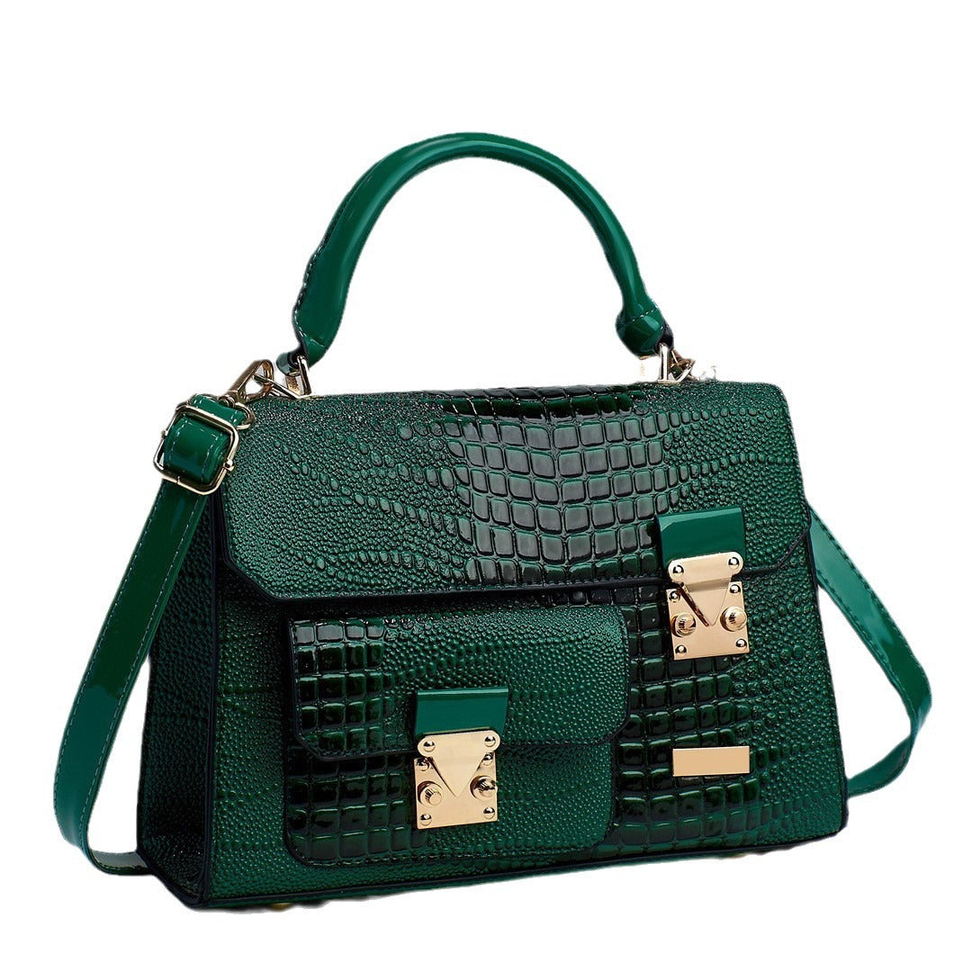 Damen elegante Handtasche im Krokodil-Design mit goldenen Akzenten Nord Taschen