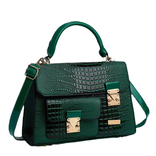 Damen elegante Handtasche im Krokodil-Design mit goldenen Akzenten Nord Taschen