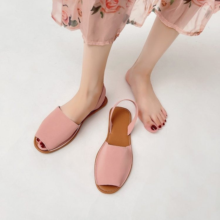 Damen Offene Slingback Sandalen aus hochwertigem Leder mit komfortablem Fußbett