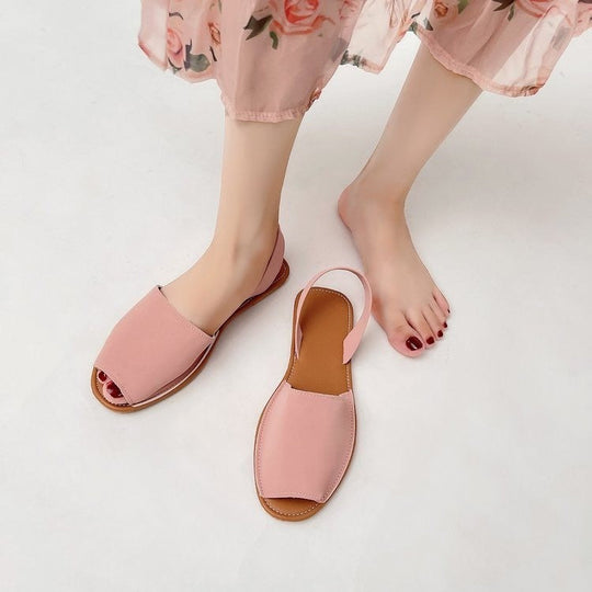 Damen Offene Slingback Sandalen aus hochwertigem Leder mit komfortablem Fußbett
