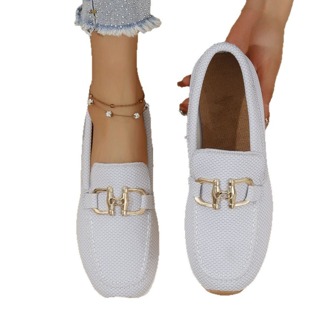 Damen  elegante Slipper Loafer mit gepolsterter Innensohle und dekorativer Metallapplikation Nord Taschen