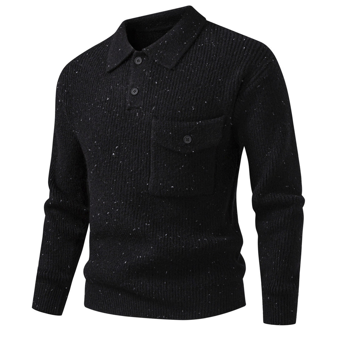 Herren Polokragen-Pullover aus Rippenstrick mit aufgesetzter Brusttasche Nord Taschen