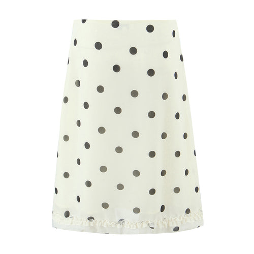 Damen Midirock aus fließendem Chiffon mit Polka‑Dot und Volantbesatz Nord Taschen