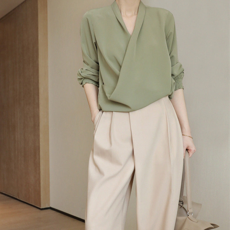 Damen Elegante Wickelbluse Nord Taschen