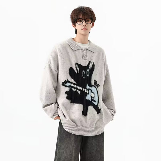 Herren Modischer Pullover mit Kunstmotiv Nord Taschen