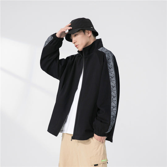 Herren Oversize Übergangsjacke mit Raglanärmeln, Stehkragen und elastischen Bündchen Nord Taschen