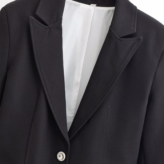 Damen Taillierter Ein-Knopf Business-Blazer mit Pattentaschen Nord Taschen