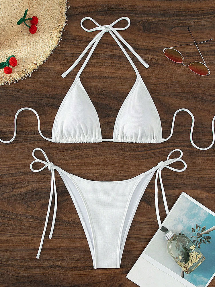 Damen Triangel-Bikini mit verstellbaren BindNord Taschenändern und hohem Beinausschnitt