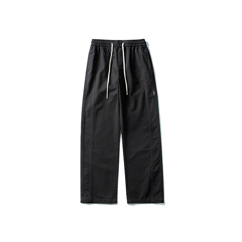 Herren Locker geschnittene Baumwoll-Canvas-Hose mit Tunnelzugbund, geradem Bein und Ziernaht-Details Nord Taschen