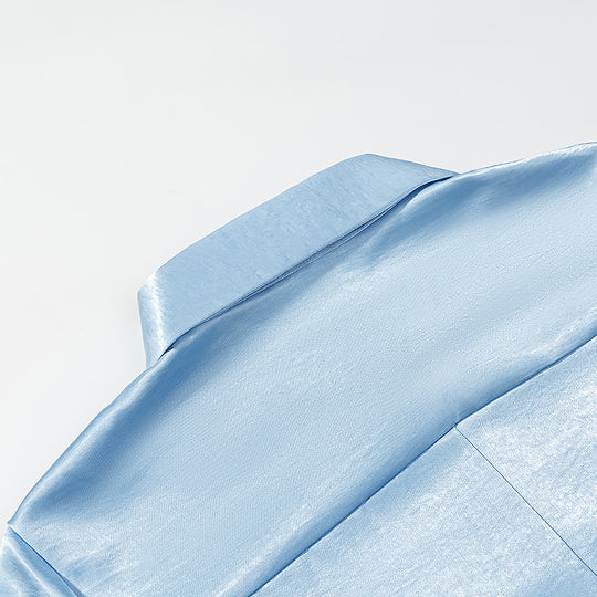 Damen Seidig-glänzende Hemdbluse mit taillierten Teilungsnähten und verlängerten Manschetten Nord Taschen
