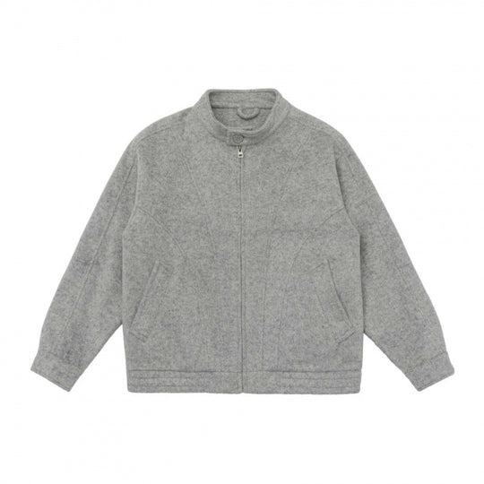 [Unisex] Boxy Wollmix-Zipjacke im Overshirt‑Stil mit kurzem Stehkragen Nord Taschen