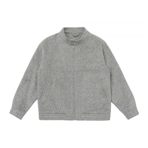 [Unisex] Boxy Wollmix-Zipjacke im Overshirt‑Stil mit kurzem Stehkragen Nord Taschen