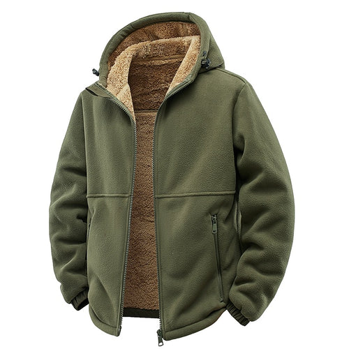 Herren Gefütterte Teddy-Fleece-Kapuzenjacke mit Zwei-Wege-Reißverschluss & Reißverschlusstaschen Nord Taschen