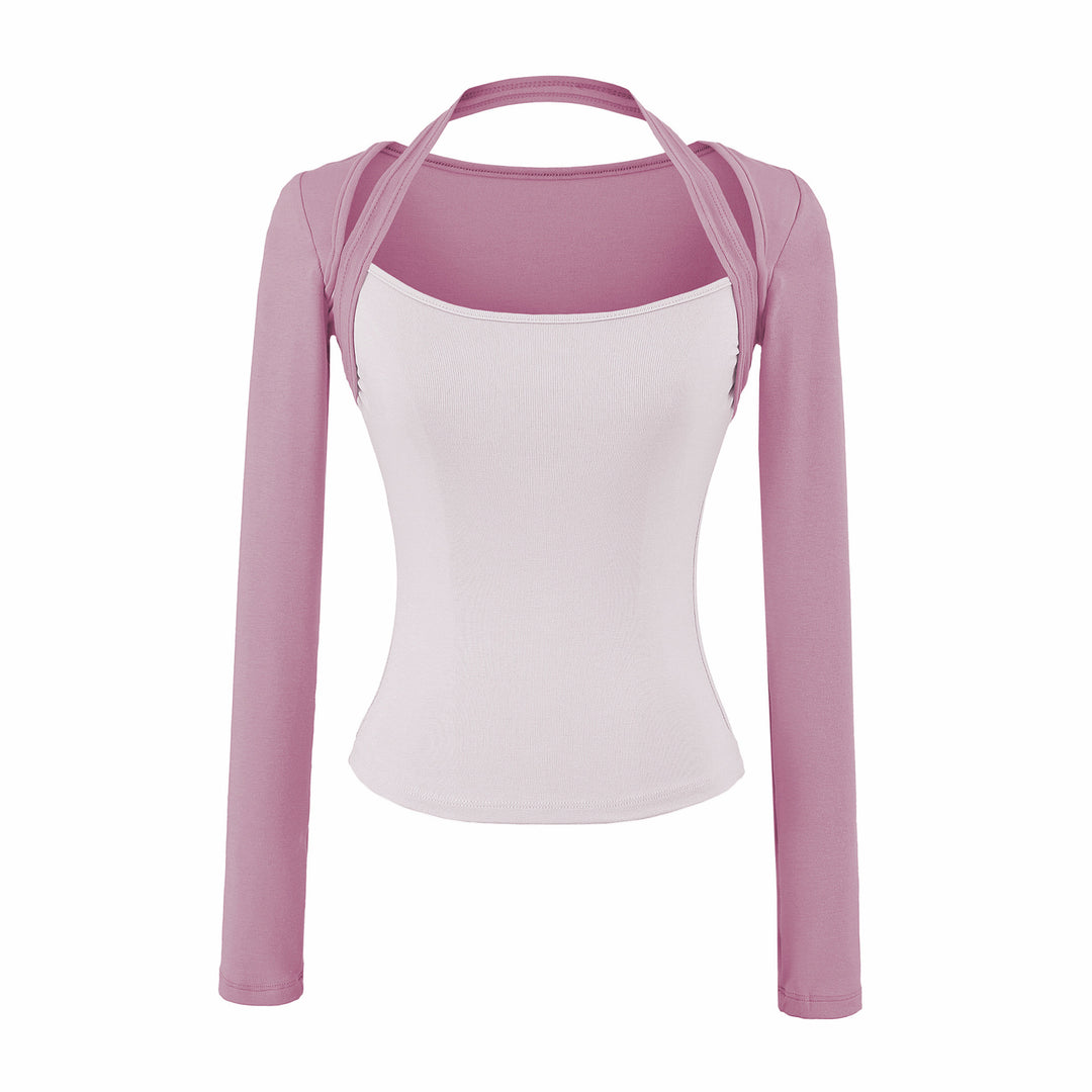 Damen Figurbetontes Layering-Top mit integriertem Bolero-Ärmel und Neckholder-Detail Nord Taschen