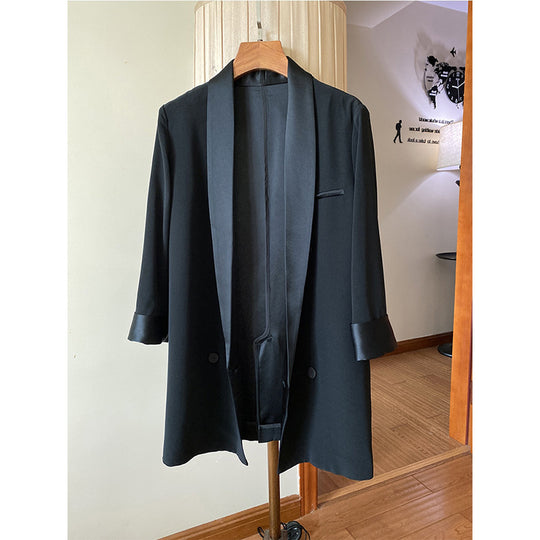 Damen Eleganter Blazer mit schimmerndem Revers Nord Taschen
