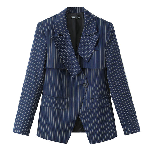Damen Nadelstreifen-Tailored-Blazer mit markantem Revers, Pattentaschen und taillierter Silhouette Nord Taschen