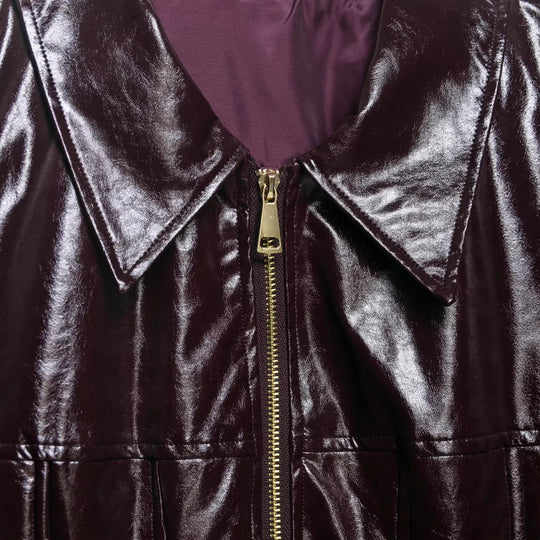 Damen kurzes glänzendes Biker-Blouson in Lederoptik mit betonter Schulterpartie Nord Taschen