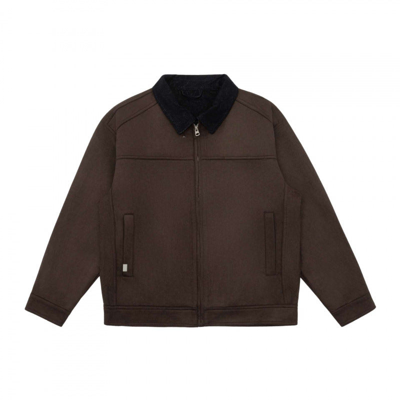Herren Kastenförmige Zip‑Blousonjacke mit Cordkragen und minimalistischen Eingrifftaschen Nord Taschen