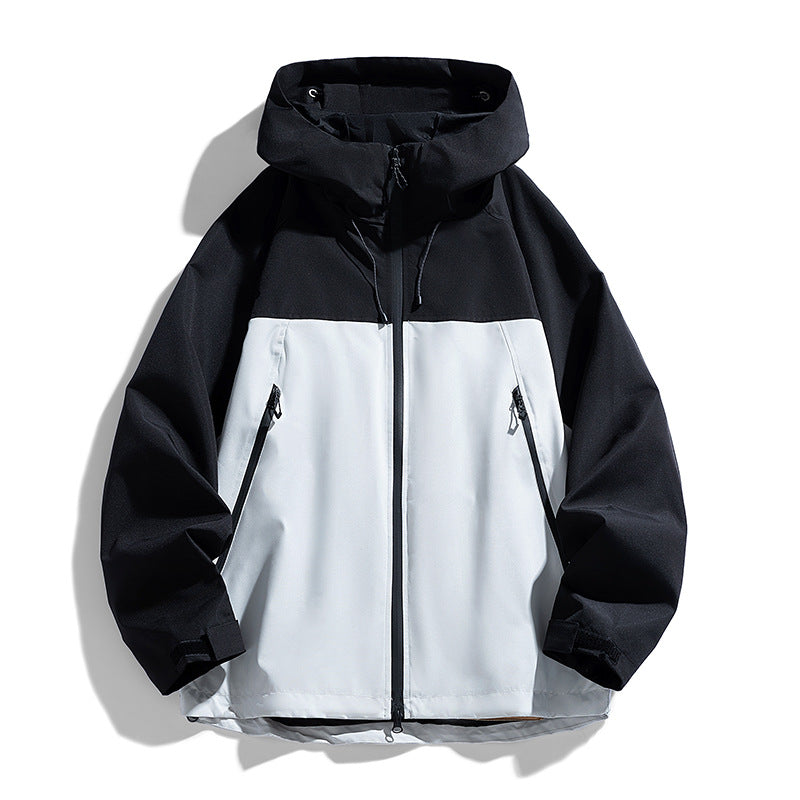 Herren Technische Kapuzen-Utilityjacke mit Kontrastpaneelen und wasserabweisender Membran Nord Taschen