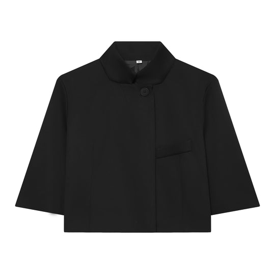 Damen 40+ kurzes Cape‑Blouson mit Stehkragen und Zierknopf Nord Taschen