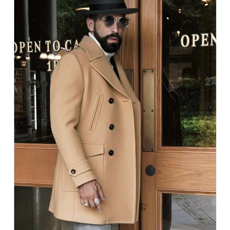 Herren Doppelreihiger Peacoat aus Wollmix mit Metallknöpfen und aufgesetzten Pattentaschen Nord Taschen