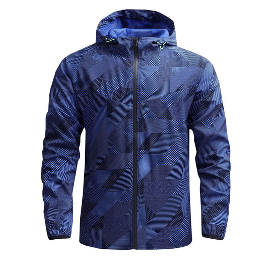 Herren Ultraleichte atmungsaktive Windjacke mit Kapuze und reflektierendem Geometrie-Print Nord Taschen