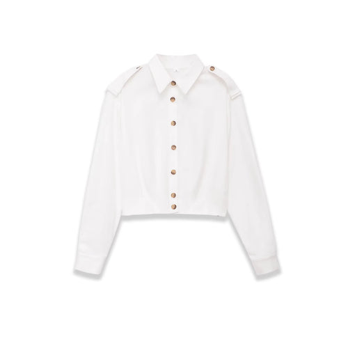 Damen Cropped-Hemdjacke mit Epauletten und taillierenden Abnähern Nord Taschen
