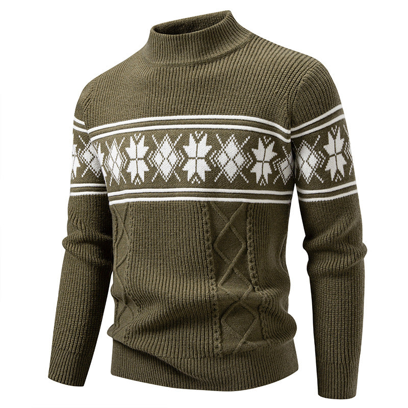 Herren Norwegermuster-Rollkragenpullover aus Feinstrick mit Zopfmuster-Details Nord Taschen