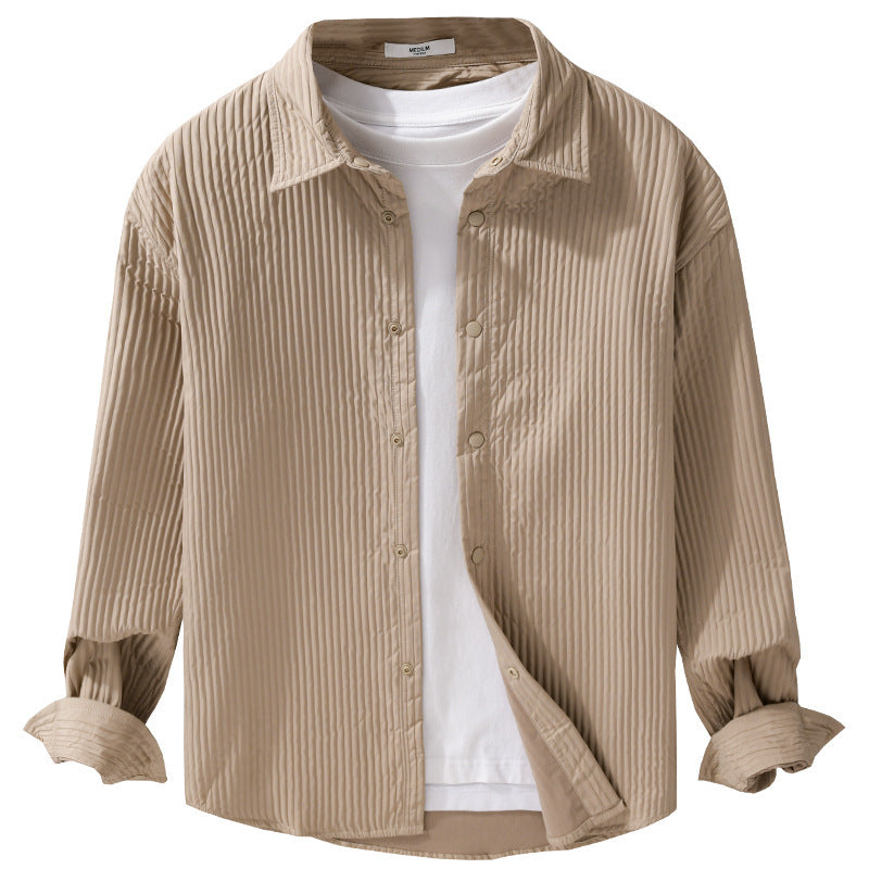 Herren Gestepptes Overshirt aus leichter Baumwollstruktur mit Druckknopfleiste Nord Taschen