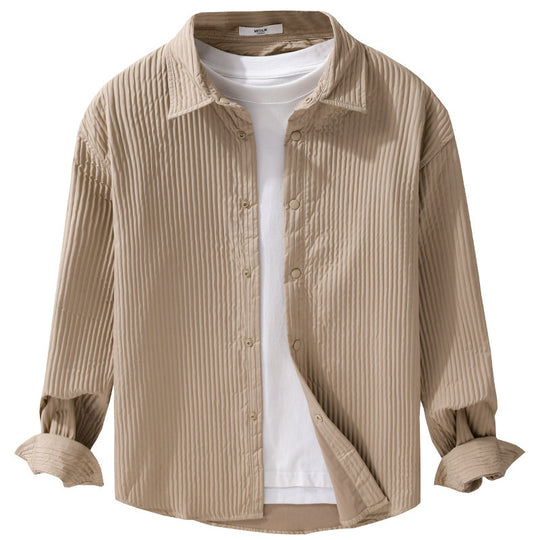 Herren Gestepptes Overshirt aus leichter Baumwollstruktur mit Druckknopfleiste Nord Taschen