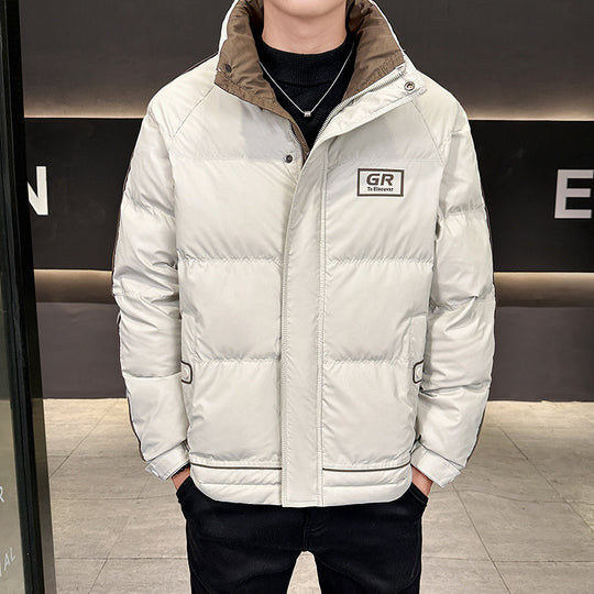 Herren Wattierte Steppjacke mit hohem Kragen, Druckknopfblende & kontrastierendem Seitenstreifen Nord Taschen