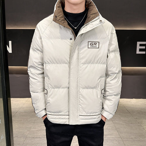 Herren Wattierte Steppjacke mit hohem Kragen, Druckknopfblende & kontrastierendem Seitenstreifen Nord Taschen