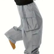 Herren Baggy-Cargohose im Oversize-Utility-Style mit elastischem Bund & Mehrfachtaschen Nord Taschen