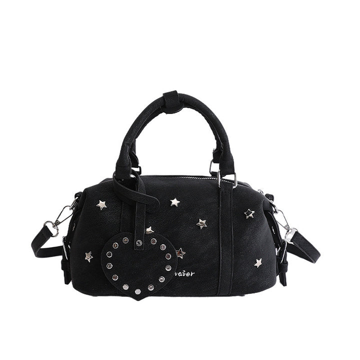 Damen elegante Handtasche mit herzförmigem Anhänger und funkelnden Sternapplikationen Nord Taschen