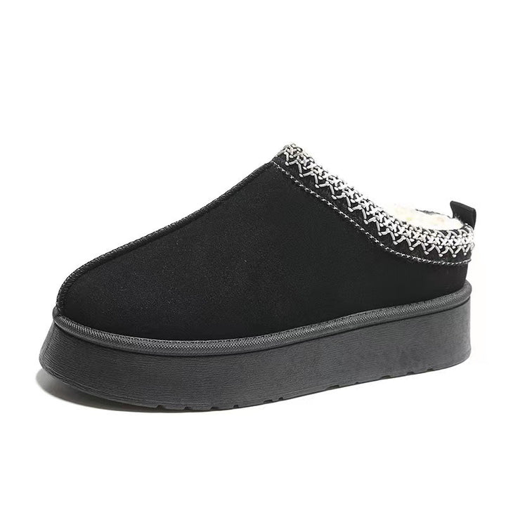 Damen  gemütliche Plateau-Hausschuh-Slipper mit weich gepolsterter Innenfütterung und dekorativem Zierbund Nord Taschen