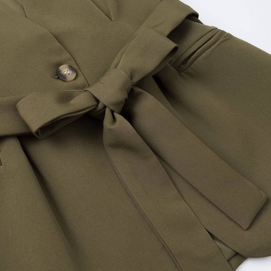 Damen Zweiteiliges tailliertes Weste‑und Hose Set mit Bindegürtel und weitem Bein Nord Taschen