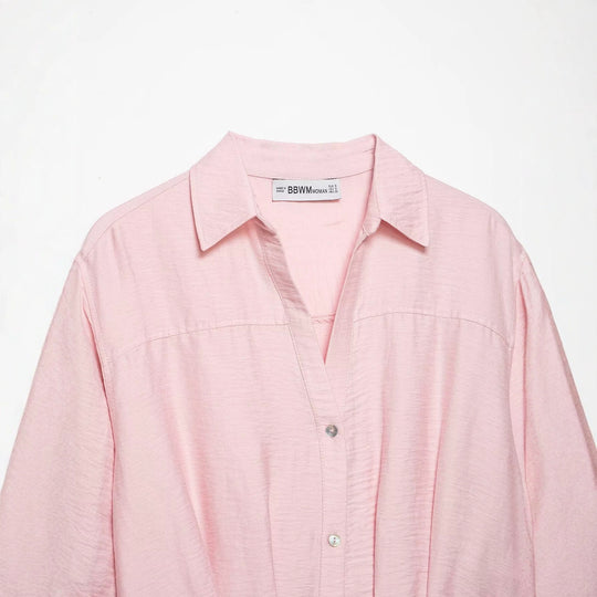 Damen Kastige Cropped-Bluse mit Hemdkragen, verkürztem Saum und Aufrollärmeln Nord Taschen