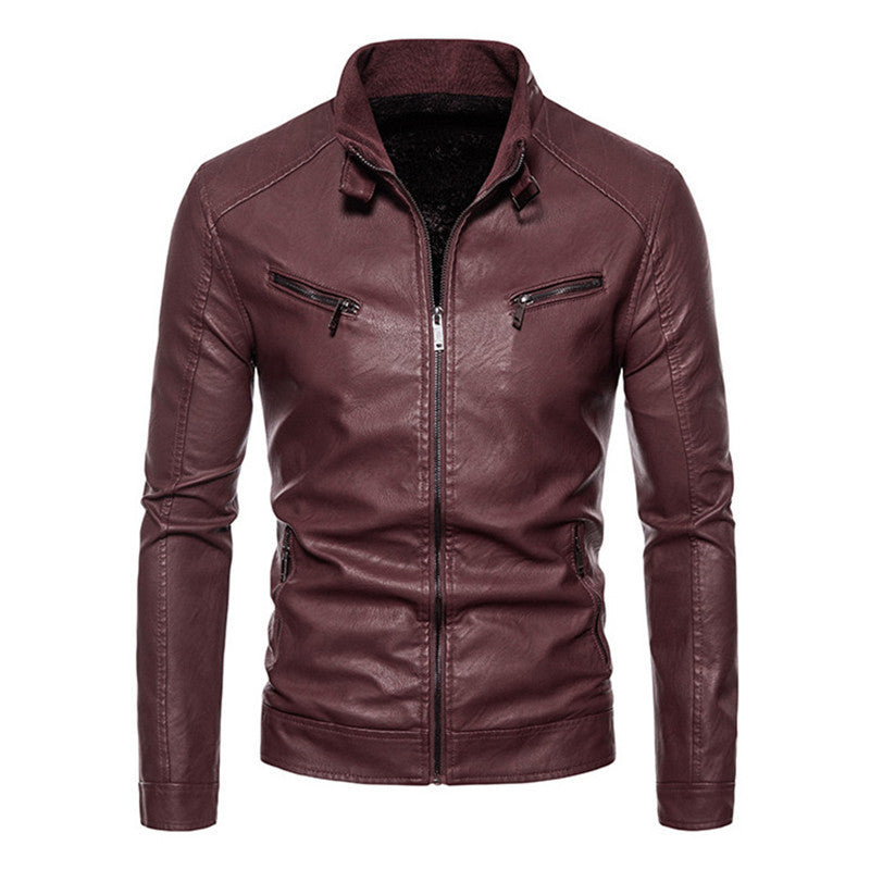 Herren modische Bikerjacke aus Kunstleder mit praktischen Reißverschlusstaschen Nord Taschen