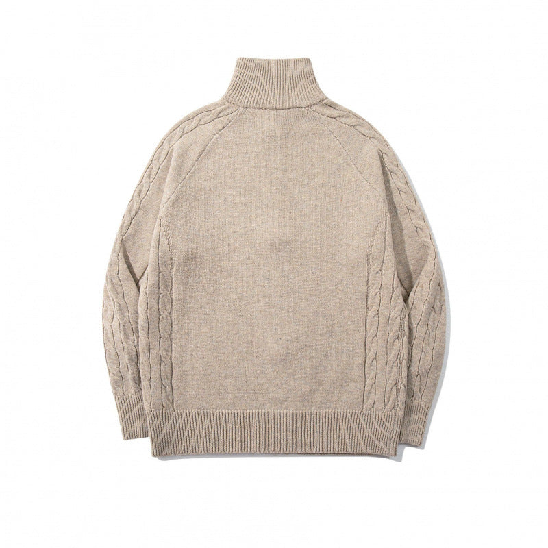 Unisex Boxy-Zip-Strickjacke mit Stehkragen, Zopfmusterärmeln und gerippten Abschlüssen Nord Taschen
