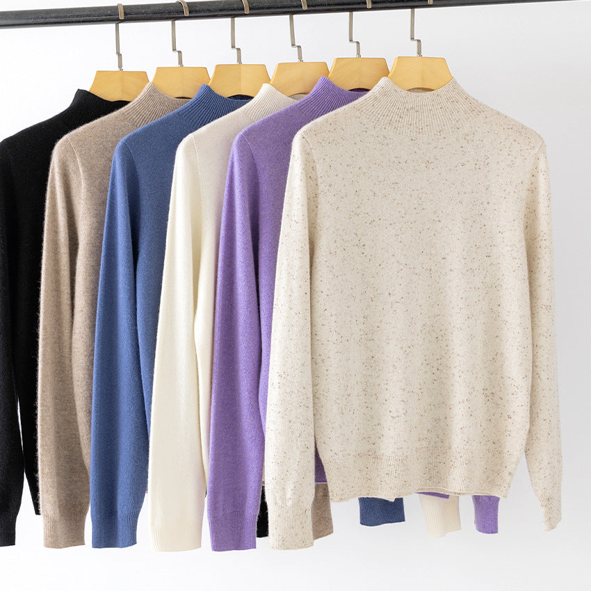 Damen Feiner Stehkragen-Pullover aus Kaschmir-Mix mit gerippten Abschlüssen Nord Taschen