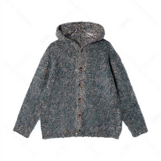 Damen Flauschige Kapuzen-Strickjacke mit Knopfleiste und melierter Bouclé-Optik Nord Taschen