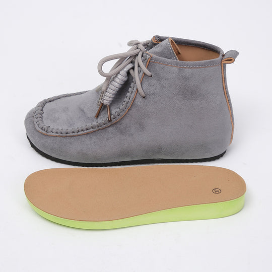 Damen Velours‑Mokassin‑Stiefelette mit handgenähter Ziernaht und Quasten‑Schnürung Nord Taschen