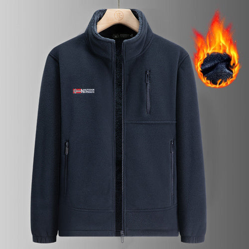 Herren Thermo‑Fleecejacke mit Sherpa‑Futter, hohem Stehkragen & wasserabweisenden Reißverschlüssen Nord Taschen