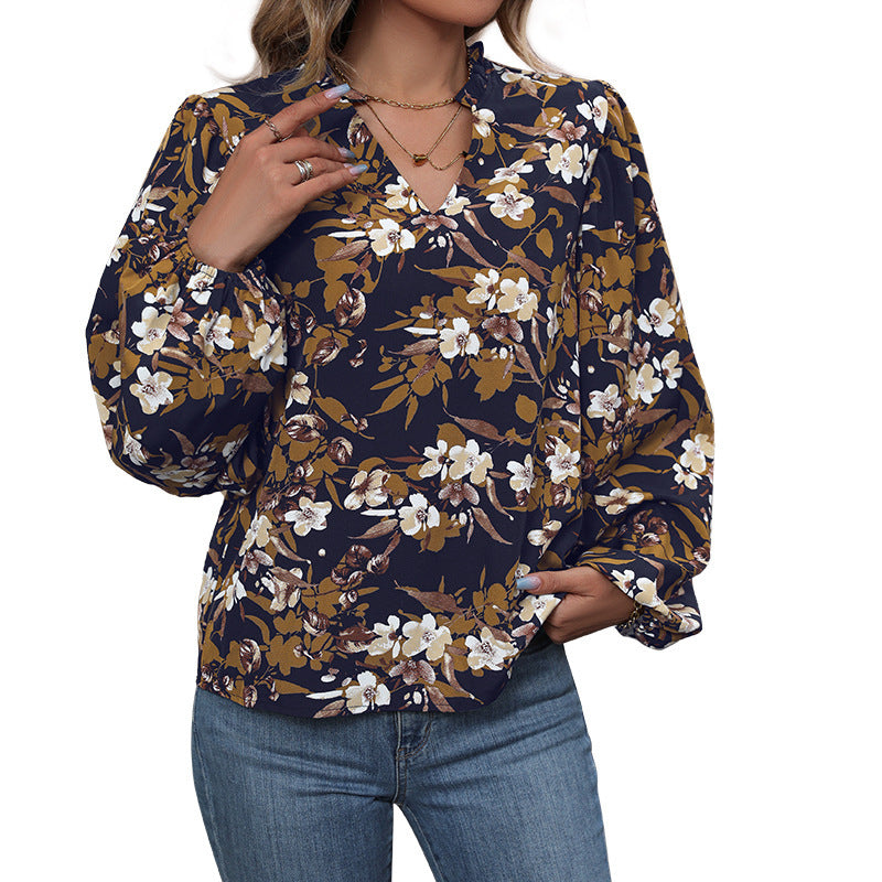 Damen Verspielte Bluse mit floralen Mustern Nord Taschen