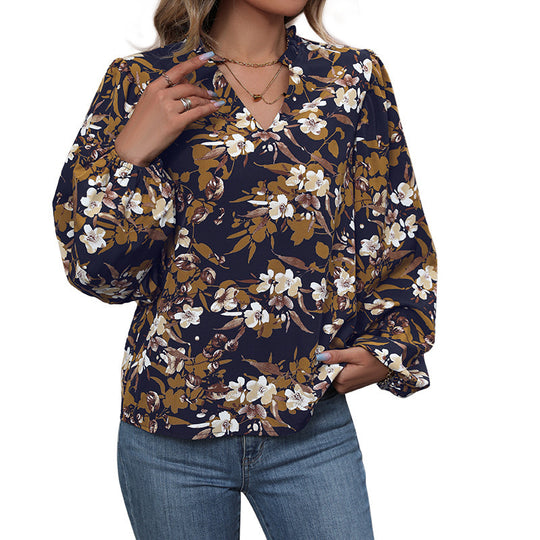 Damen Verspielte Bluse mit floralen Mustern Nord Taschen