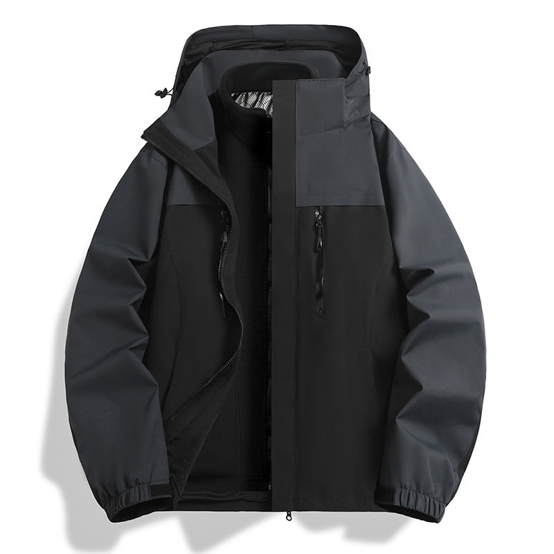 Herren Zwei-in-eins Softshell-Hybridjacke mit abnehmbarer Fleece-Innenjacke und wasserabweisender Membran Nord Taschen