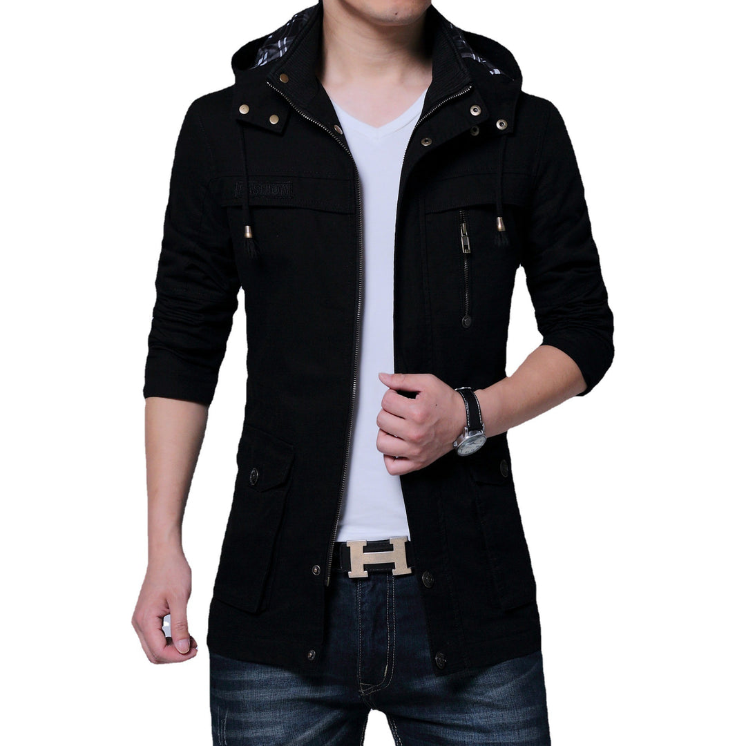 Herren Utility-Canvasjacke mit Kapuze, Reißverschluss-Front und Mehrfachtaschen Nord Taschen
