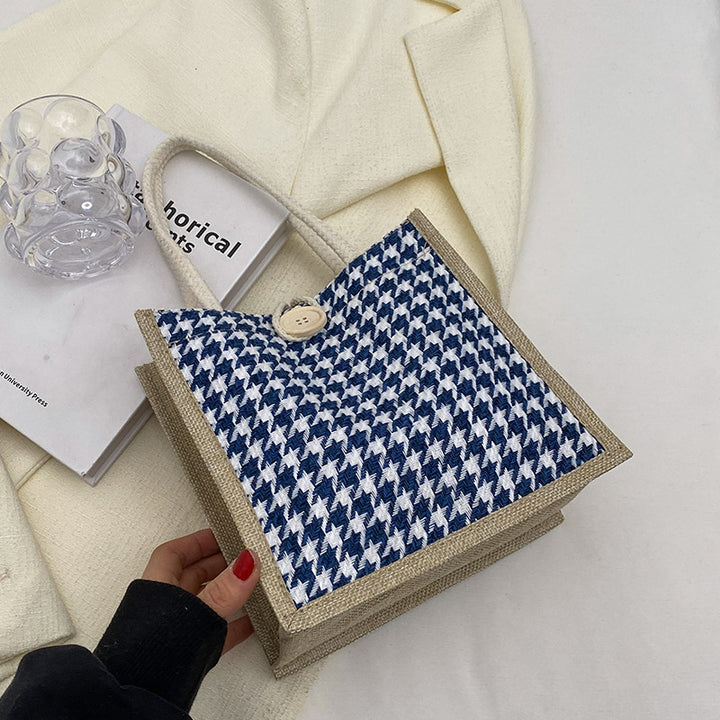 Damen Jute-Bag im klassischen Hahnentrittmuster Nord Taschen