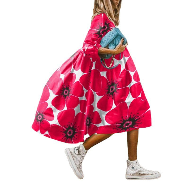 Damen Freizeitkleid mit farbenfrohem Blumendesign