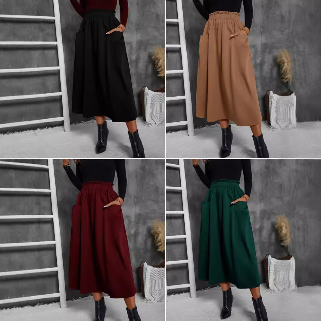 Damen Luftiger Midirock mit elastischem Bund und praktischen Taschen Nord Taschen